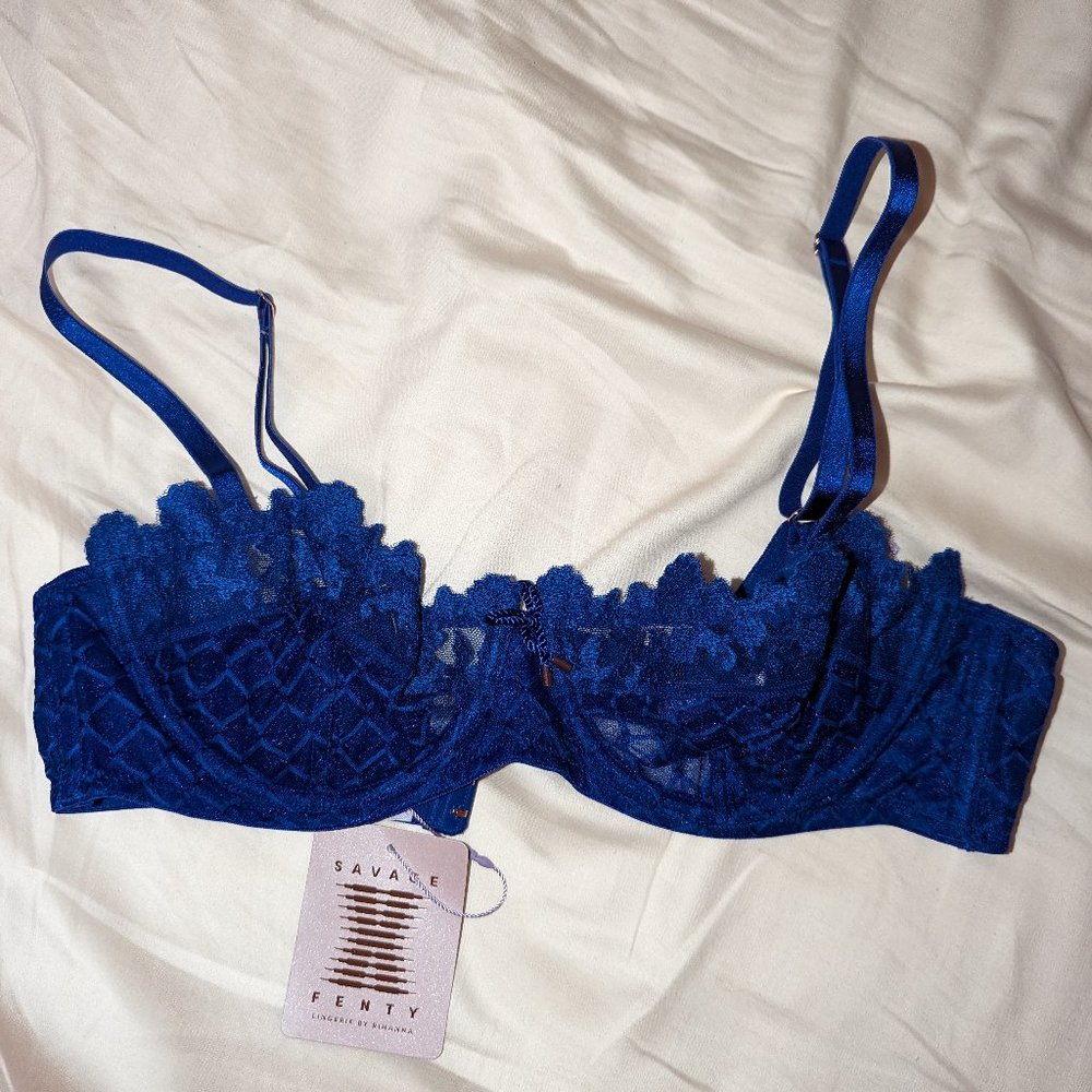 SAVAGE X FENTY BLUE BALCONETTE BRA